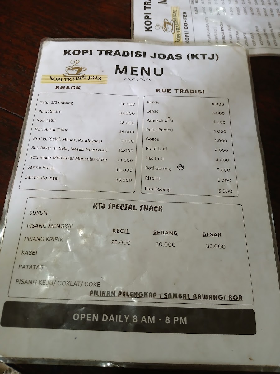 Kopi Tradisi Joas Menu - Image 3