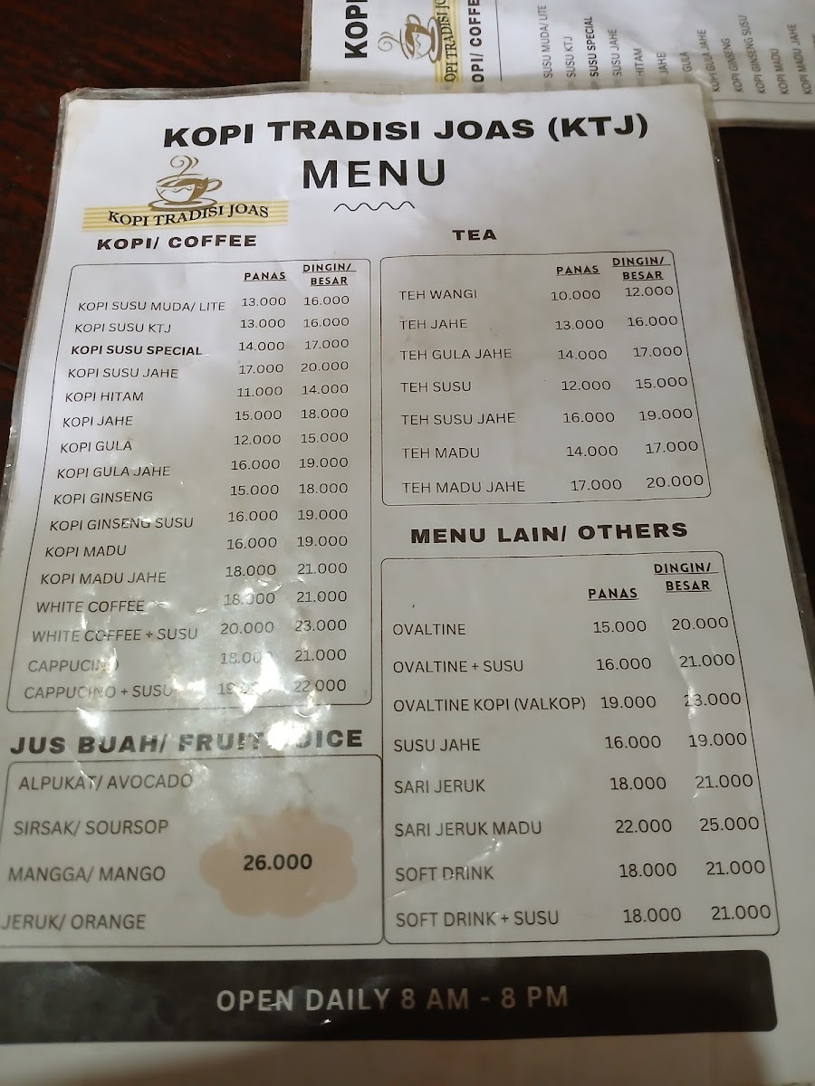 Kopi Tradisi Joas Menu - Image 4
